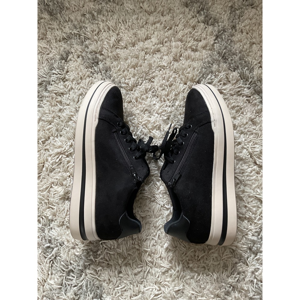 Clarks Cloudsteppers Black Suede Platform Side Zi… - image 1